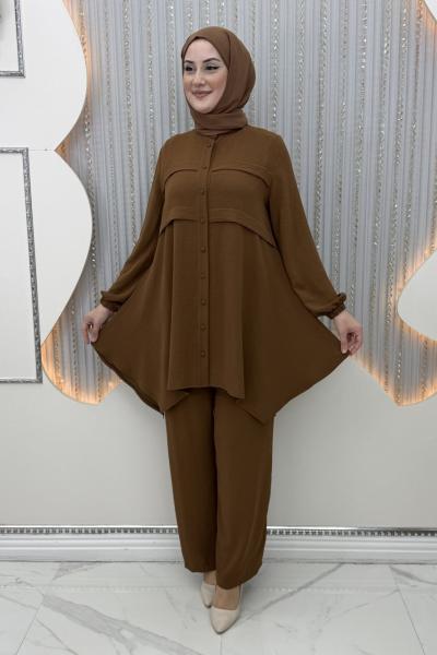 Veda Pantolonlu Takım Sütlü Kahve