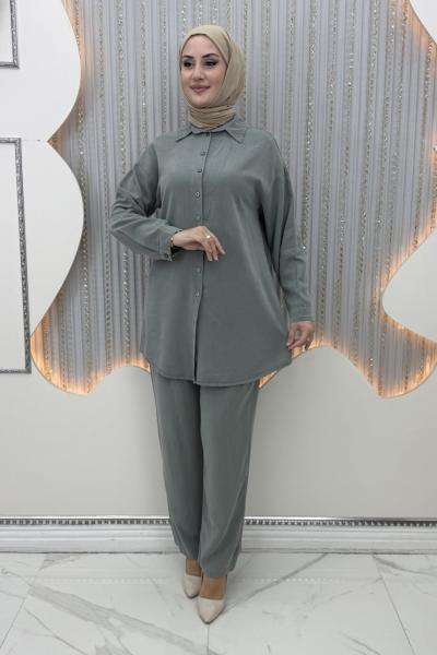 Yüsra Pantolonlu Takım Mint Yeşili