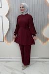 Zerda Pantolonlu Takım Bordo