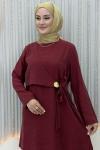 Zeyna Pantolonlu Takım  Bordo