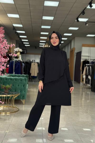 Aysel Pantolon Takım-Siyah