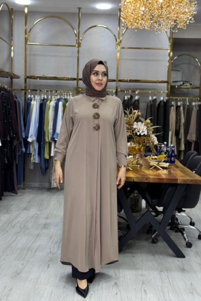 Gizli Düğmeli Gömlek Vizon