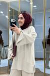 Yırtma Detaylı Oysho İkiiplik Takım Bej