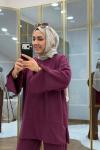 Yırtma Detaylı Oysho İkiiplik Takım Bordo