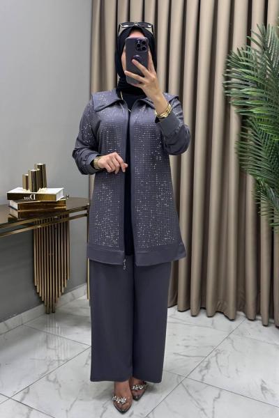 Efsane Taşlı Takım Füme