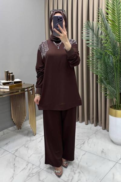 Gizem Taşlı Takım Kahve