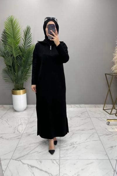 Zehra Triko Elbise Siyah