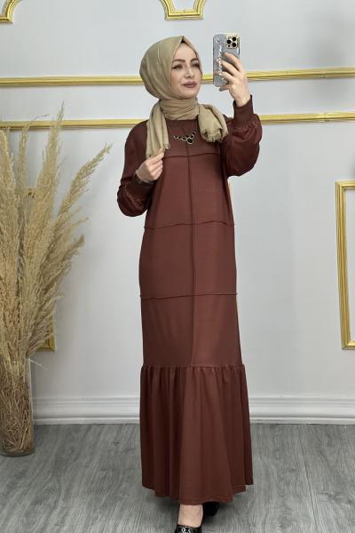 Aygül Biyeli Elbise Kiremit