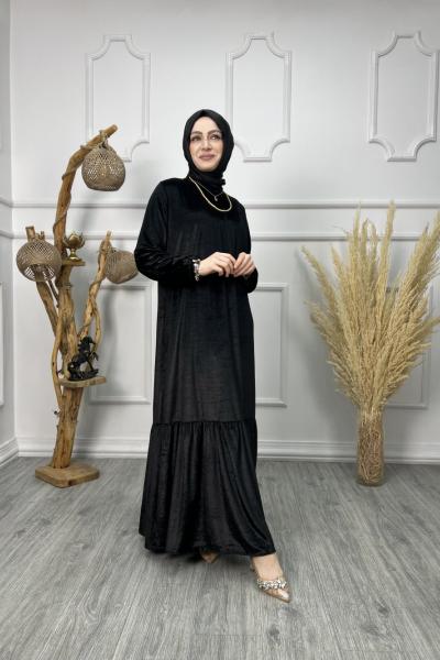 Beyza Kadife Elbise  Siyah