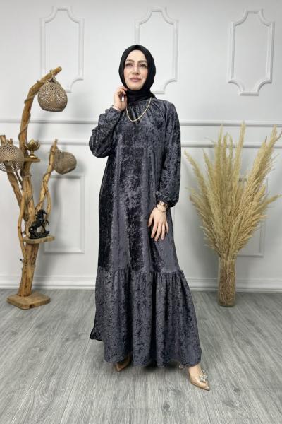 Beyza Kadife Elbise  Antrasit