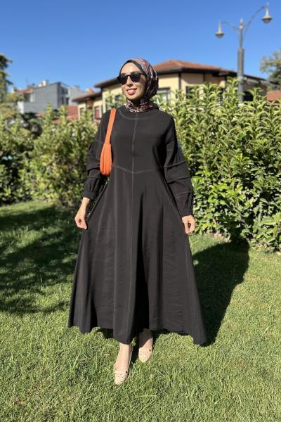 Cupro Modal Elbise  Siyah