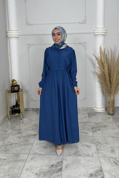 Defne Yelekli Elbise  Mavi