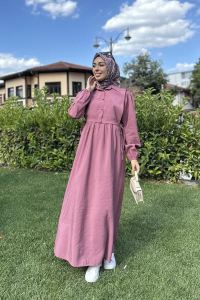 Defne Yelekli Elbise  Pembe