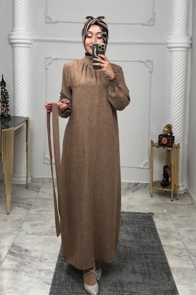 Deren Keten Cepli Elbise Kahverengi