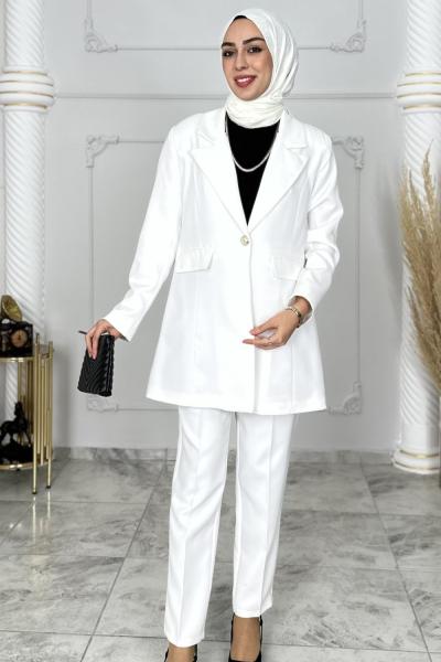 Feyza Ceket Takım Beyaz