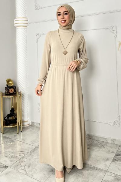 Gamze Elbise Taş Rengi