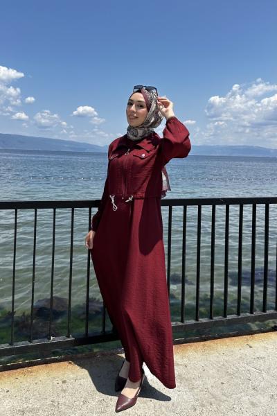 Gökçe Ceketli Elbise  Bordo