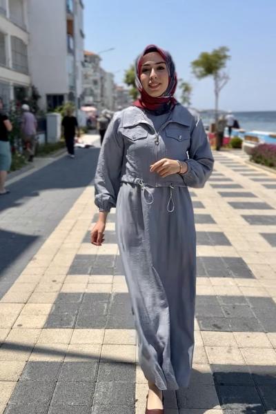 Gökçe Ceketli Elbise  Gri