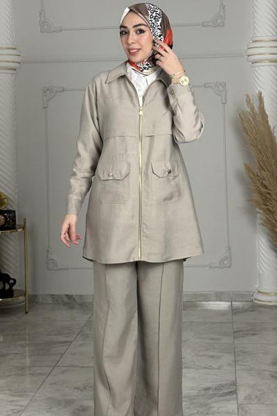 Hazan Ceketli Takım  Gri