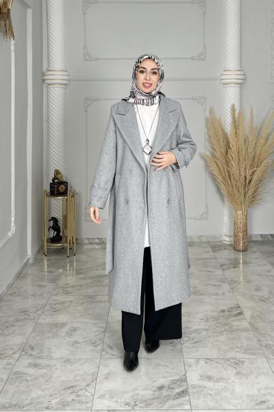 Hazen Kaşe Kaban Gri