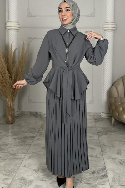 Hümeyra Etekli Takım  Gri