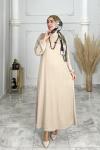 Kolye Hediyeli Gülçin Elbise  Krem