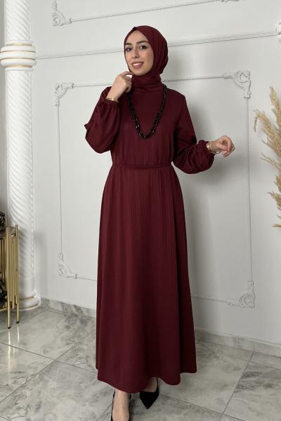 Kolye Hediyeli Gülçin Elbise Bordo