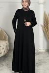 Kolye Hediyeli Esin Elbise  Siyah