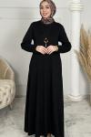 Kolye Hediyeli Esin Elbise  Siyah