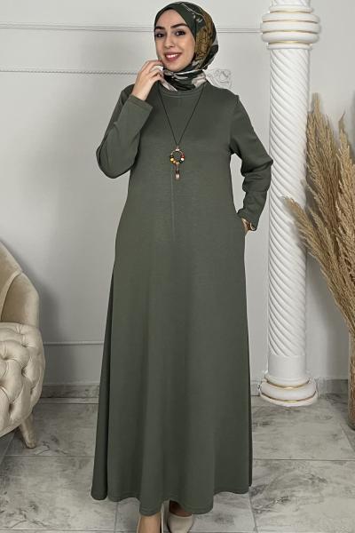 Kolye Hediyeli Esin Elbise  Yeşil