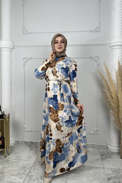 Lale Viskon Elbise  Kahverengi