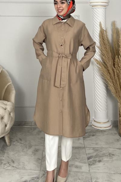 Liyocell Alya Kap Gömlek Camel