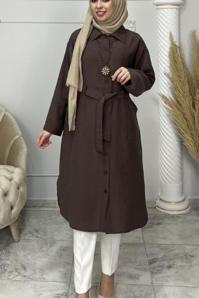 Liyocell Alya Kap Gömlek  Acı Kahve