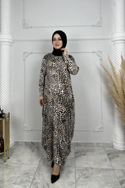 Melda Şalvar Elbise  Leopar Açık Ton