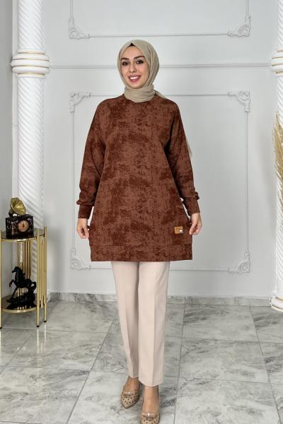 Merve Süet Tunik  Kahverengi