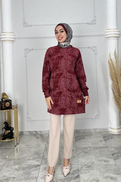 Merve Süet tunik Bordo