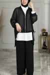 Şara Ceketli Takım Siyah