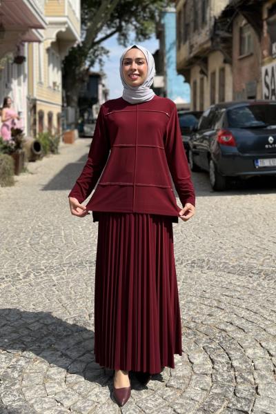 Zeynep Taşlı Takım  Bordo
