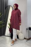 Çizgili Tunik - Bordo