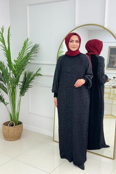 HAVVA MERSERİZE ELBİSE - SİYAH