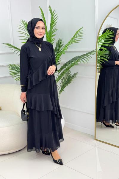 HÜSNA ETEKLİ TAKIM - SİYAH