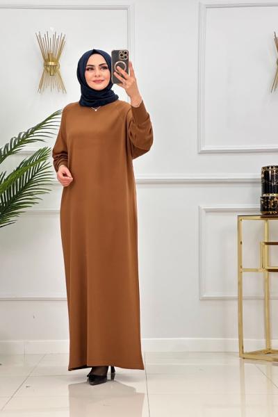 SUNA ELBİSE-KAHVERENGİ