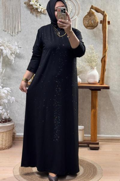 AMOUR TAŞLI ELBİSE Siyah