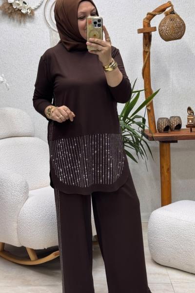 AZİME TAŞLI TAKIM Kahverengi