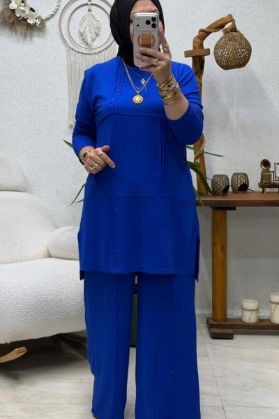 BELİZ TAŞLI TAKIM  Saks Mavisi