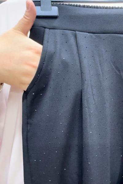 BOL PAÇA TAŞLI PANTOLON Siyah