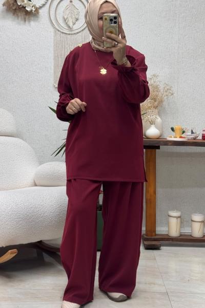 EBRU DÜĞME TAKIM Vişne