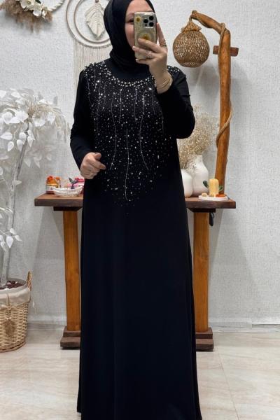 ELİS TAŞLI ELBİSE  Siyah