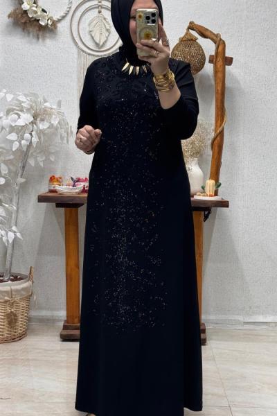 ELVORA TAŞLI ELBİSE  Siyah Taş