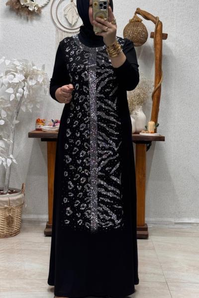 ELVORA TAŞLI ELBİSE  [ gümüş ] Siyah